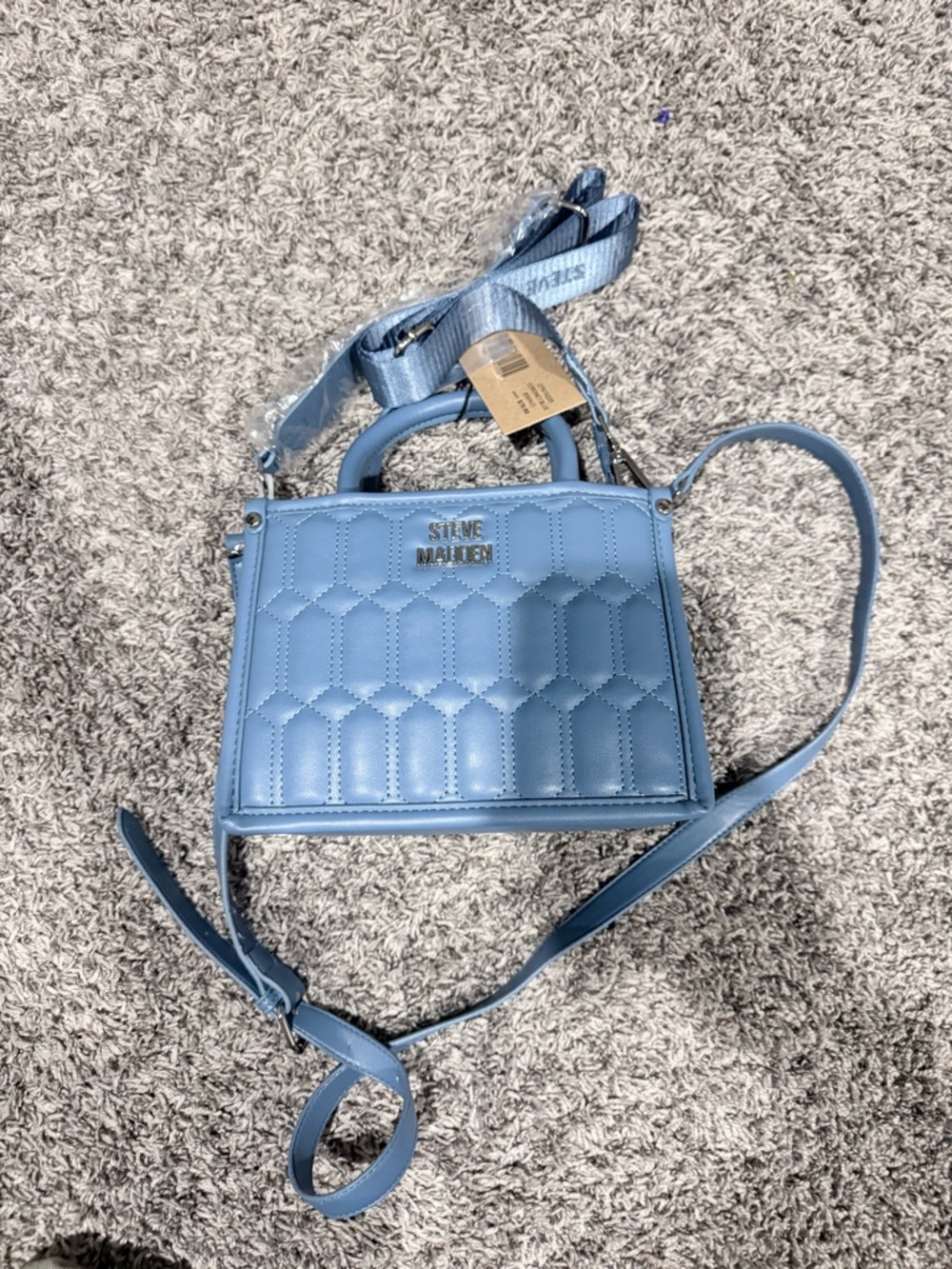 Steve Madden Quilted Mini Satchel in Light Blue